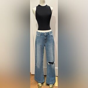 Paige-Distressed straight line jeans